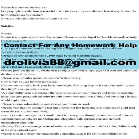 Nessus is a network security toolIn a pragraph describe how it is .pdf