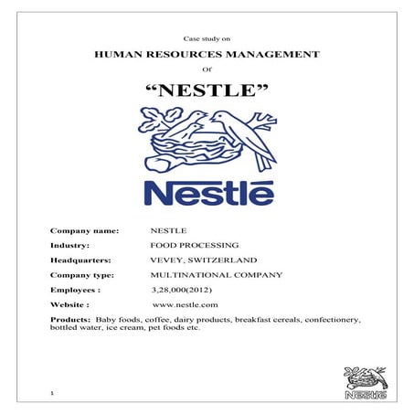 case study of Nestle comapny 