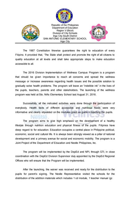 NESTLE WELLNESS ACCOMPLISHMENT REPO...