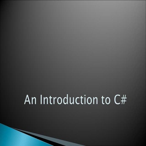 Introducation to C# | PPT