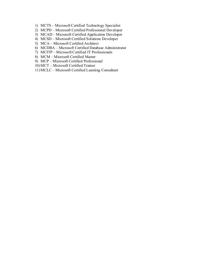 Certification Abbreviations