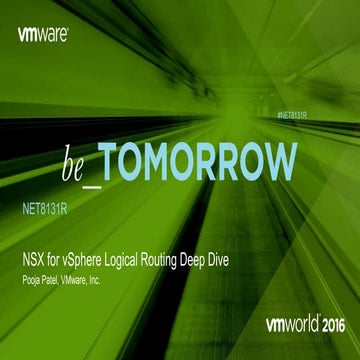 NSX for vSphere Logical Routing Deep Dive