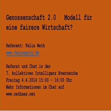 Genossenschaft 2.0   Modell für eine fairere Wirtschaft?