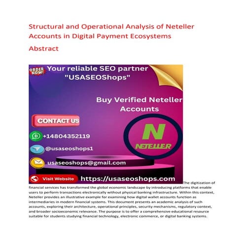 A Practical Guide to Making Purchases with a US Neteller Account | PDF