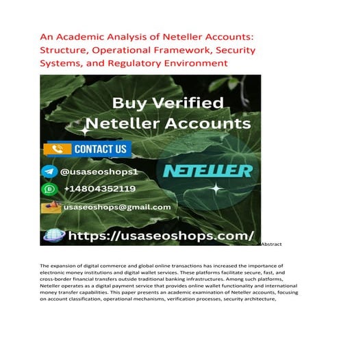 How to Secure Verified Neteller Accounts in 2026 | PDF