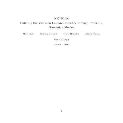 Netflix Entering the Video on Demand Through Providing Streaming Movies