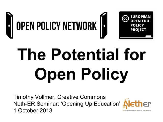 Neth-ER 'Opening Up Education' presentation, Brussels