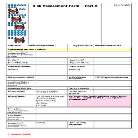 Risk assessment - Draft 1! | DOC