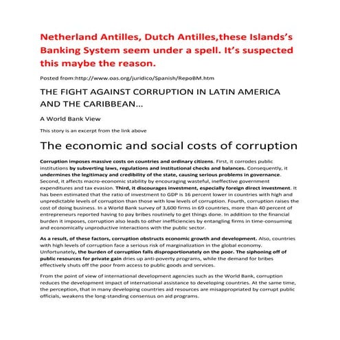 Netherland Antilles, Dutch Antilles, these islands banking systems seem under...