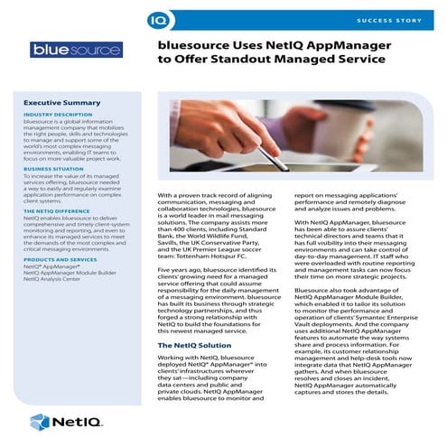 bluesource Uses NetIQ AppManager to Offer Standout Managed Service