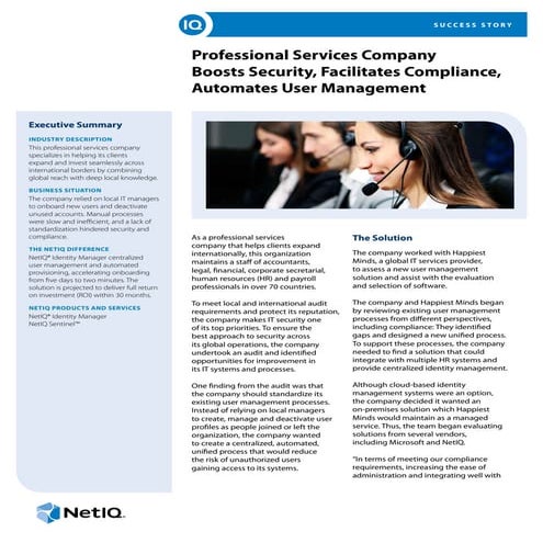 Professional Services Company Boosts Security, Facilitates Compliance, Automa...