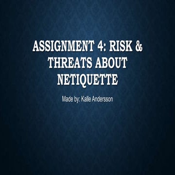 Assignment 4 Netiquette Kalle Andersson