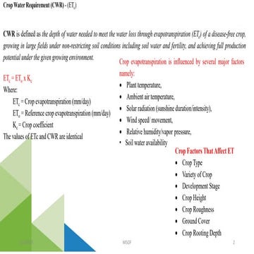 Notes on Net irrigation in water resources engineering