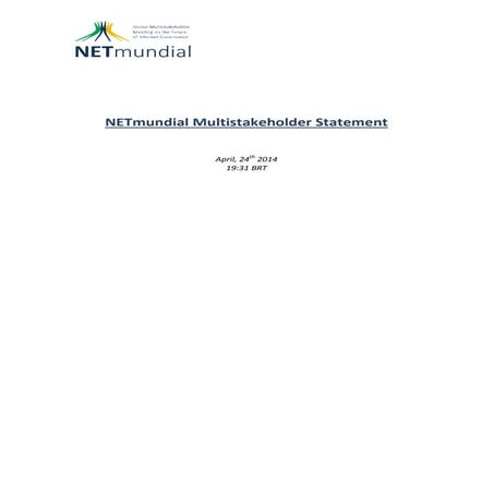 2014 04 24 NetMundial Multistakeholder Statement
