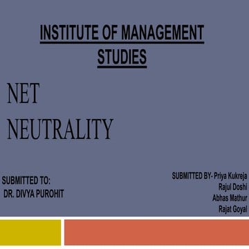 Net neutrality- Indian Perspective