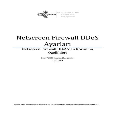 Netscreen Firewallarda DDoS Ayarları