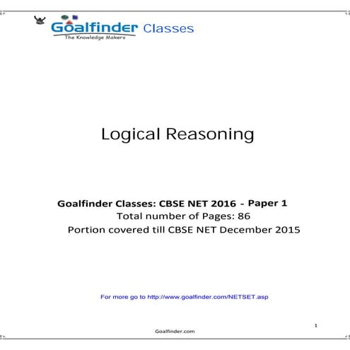 Net set logical reasoning - Critical Thinking  