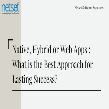 Cool App Ideas - Native , Hybrid or Web Apps - Netset