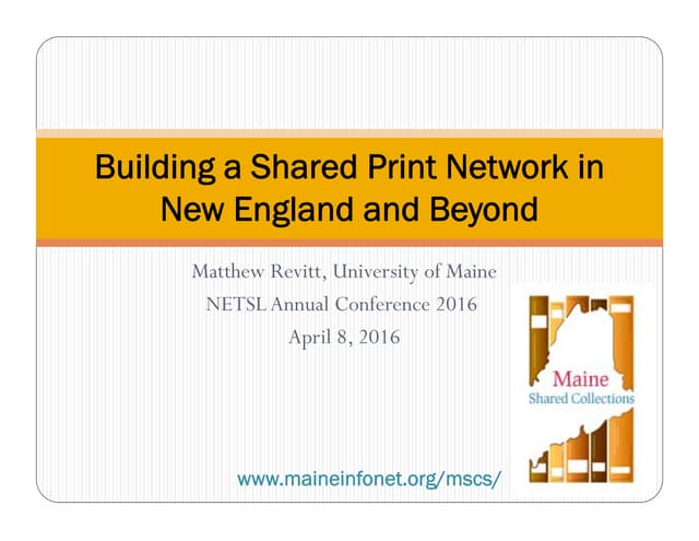Building a Shared Print Network in New England and Beyond