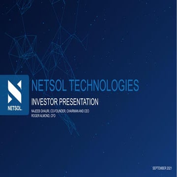 Netsol Technologies Investor Presentation September 2021