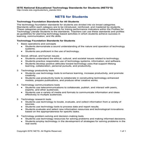 Nets s standards | DOC