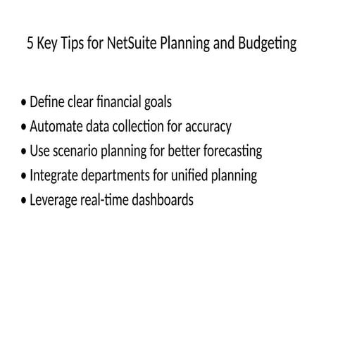 5 Key Tips for NetSuite Planning and Budgeting