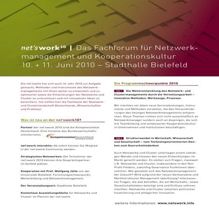 Programm der net´swork 2010 in Bielefeld