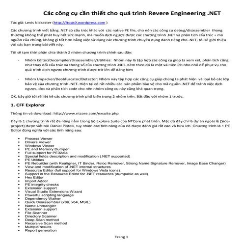 Các công cụ cần thiết cho quá trình Reverse Engineering .NET (bản đầy đủ)