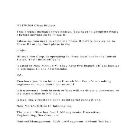 NETW204 Class Project This project includes three phases. .docx
