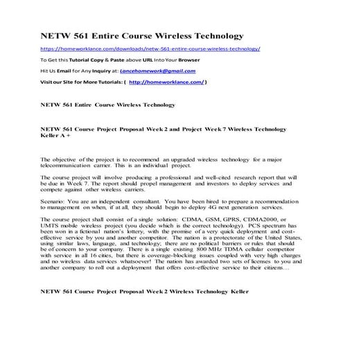 Netw 561 entire course wireless technology