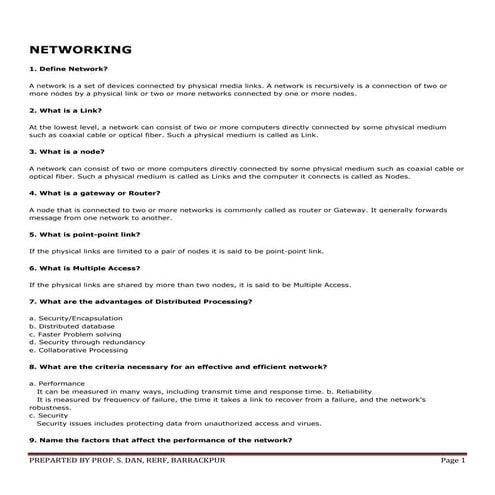 Computer Network Interview Questions | PDF | Computer Networking ...