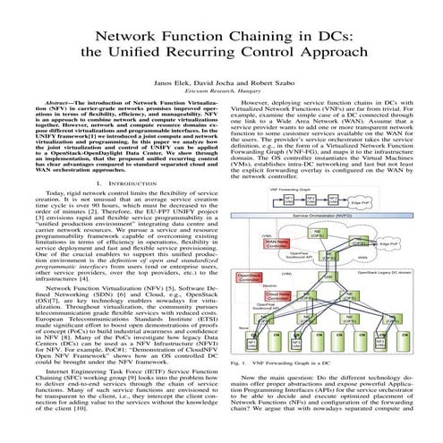 Conference Paper: Network Function Chaining in DCs: the unified recurring con...