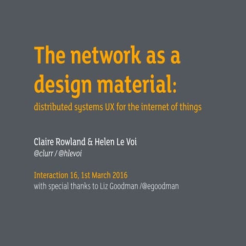 The network as a design material: Interaction 16 workshop