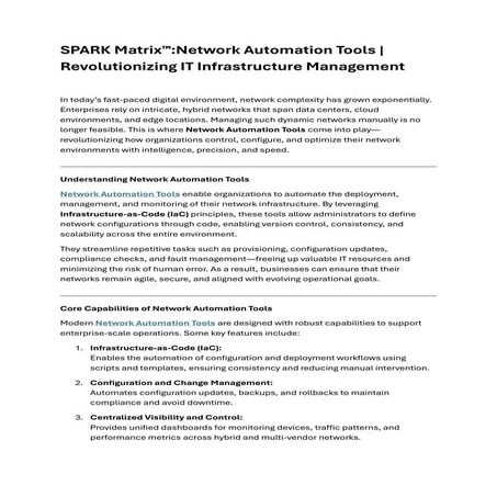 SPARK Matrix™:Network Automation Tools | Revolutionizing IT Infrastructure Ma...