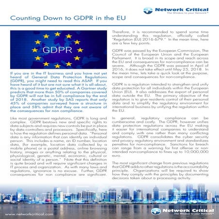 The Countdown to the GDPR Regulations