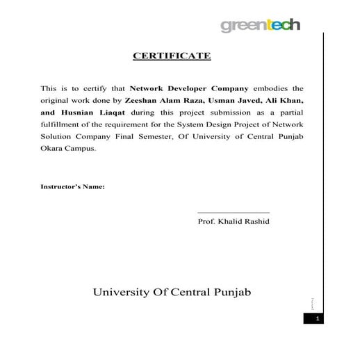 Network developer company report