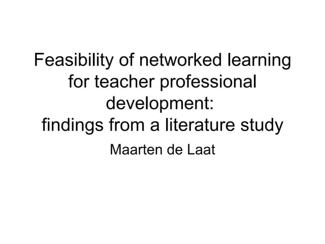 Networked Learning 3 Sept Maarten De Laat
