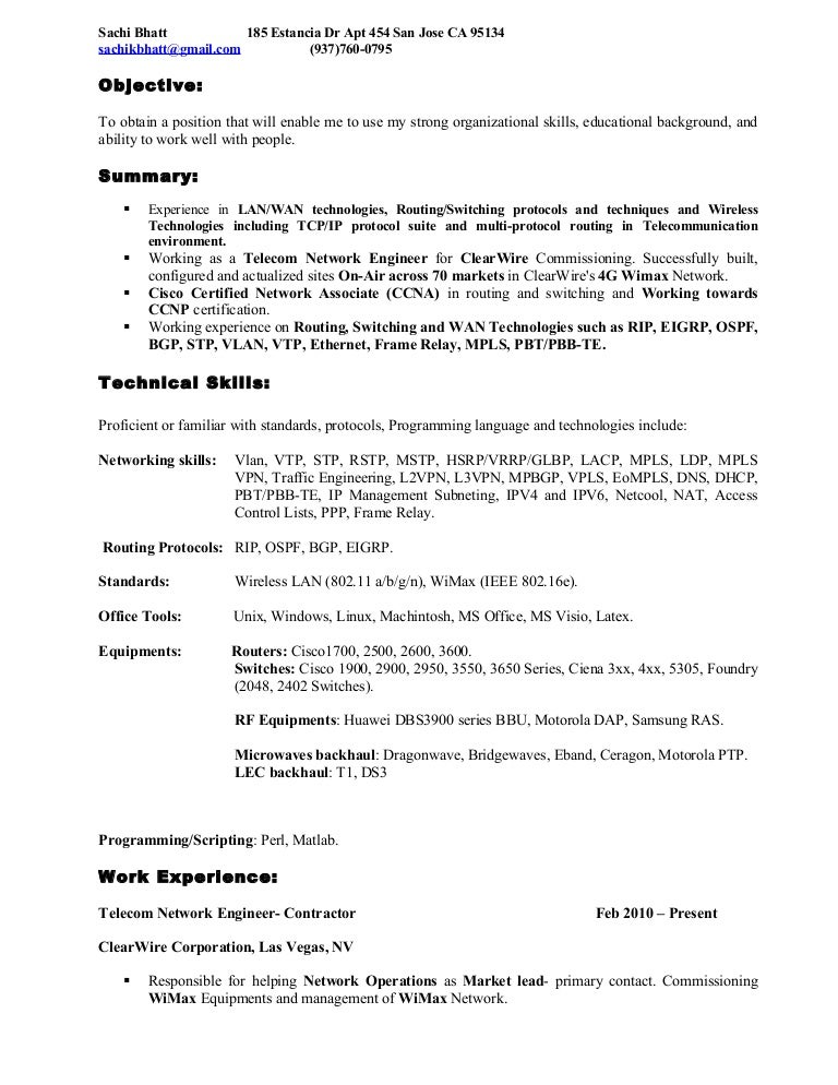 wireless network engineer resumes