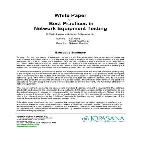 Network Equipment Testing White Paper