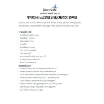 Network ESC - Advertising, Marketing, Digital/Creative & P.R. staffing