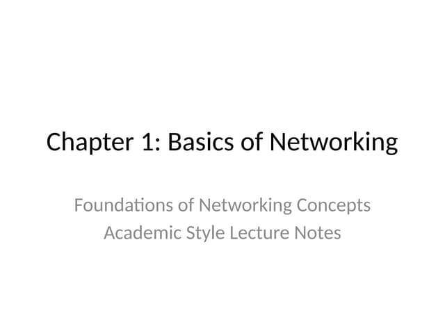 Basics of Networking, Introduction to IOT