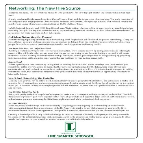 Networking   The New Hire Source