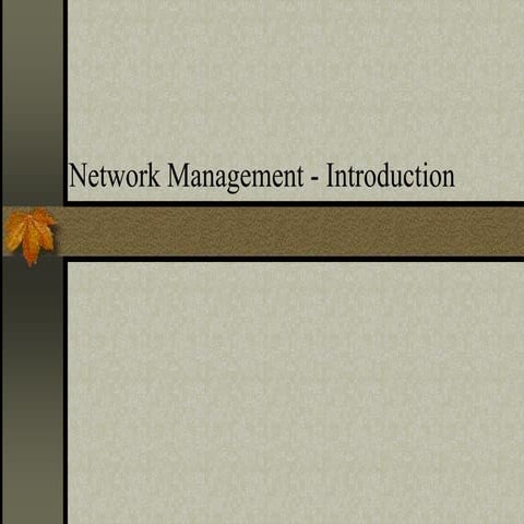 Network Management - IntroductionIntorduction to network management | PPT