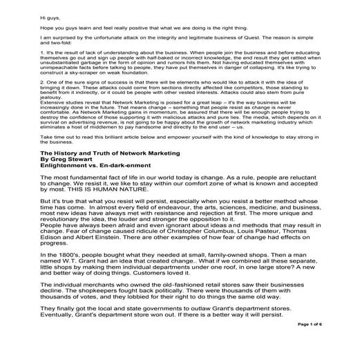 Facts about Network mktg