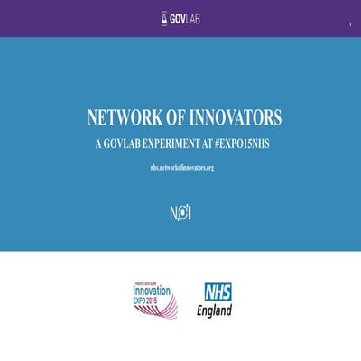 Network of innovators - a GovLab experiment, pop up uni, 12.00, 3 september 2015