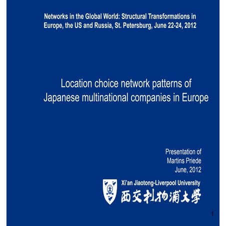 Network patterns of Japanese multinationals in Europe