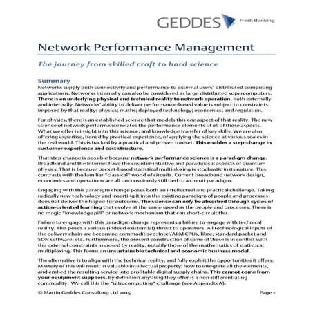 Network performance - skilled craft to hard science
