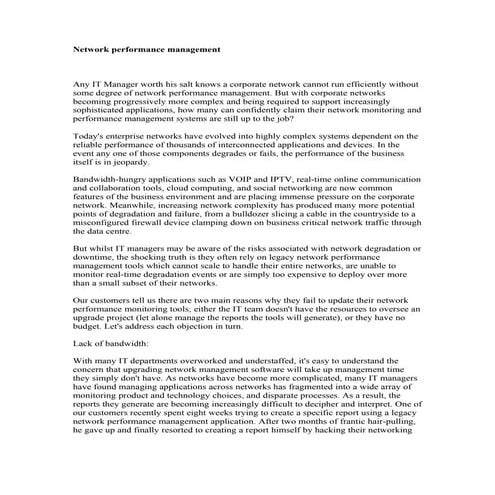 Network performance management