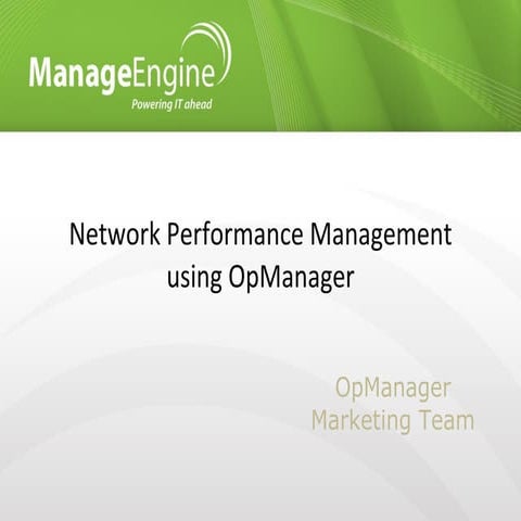 Network performance management using OpManager