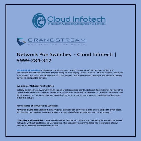 Network Poe Switches  - Cloud Infotech